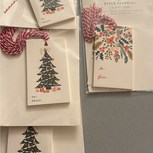 Rifle Paper Co. Festive Tree Gift Tags(3) and Festive Floral(1) w/ string